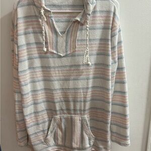 Ron Jon Surf Shop Pullover Hoodie‎ Women's White Striped Size M